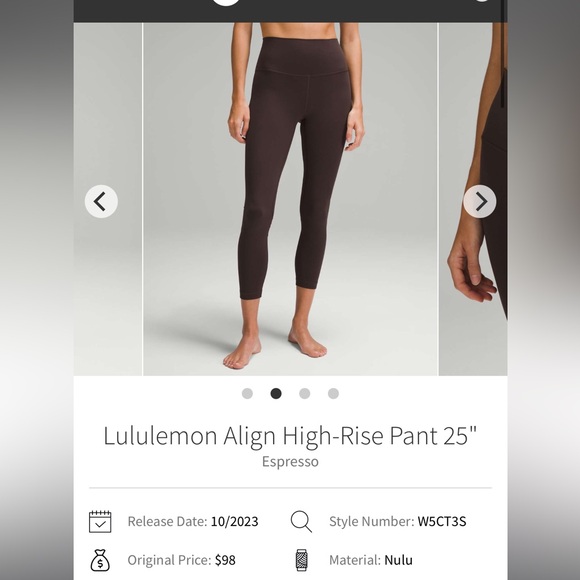 Lululemon align pant- retail $98 - high rise 25” length brown espresso - Picture 4 of 10